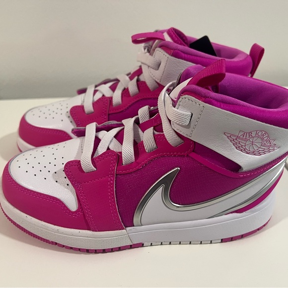 Jordan  Kids Air Jordan Pink and Silver Sneakers - Picture 1 of 6